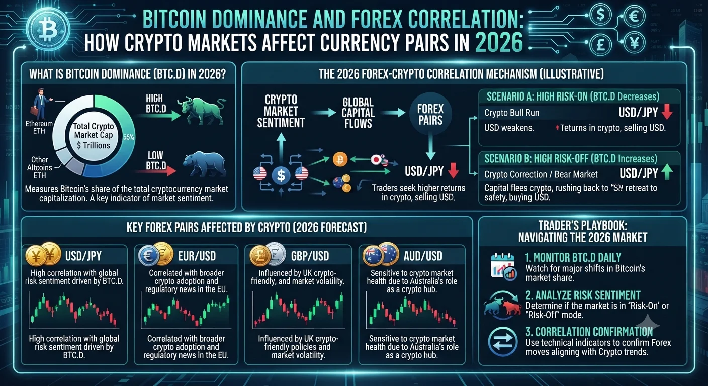 Bitcoin Dominance and Forex Correlation: How Crypto Markets Affect Currency Pairs in 2026