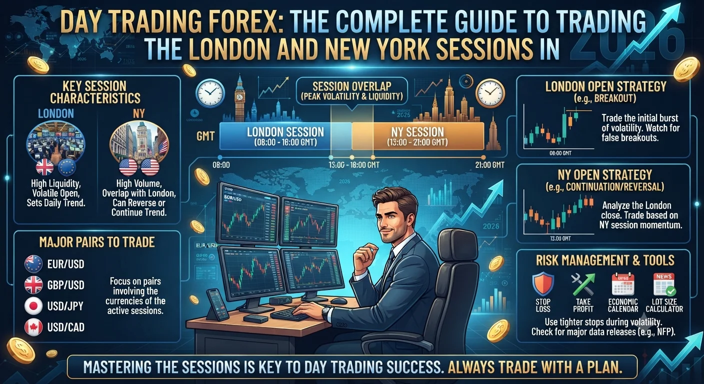 Day Trading Forex: The Complete Guide to Trading the London and New York Sessions in 2026