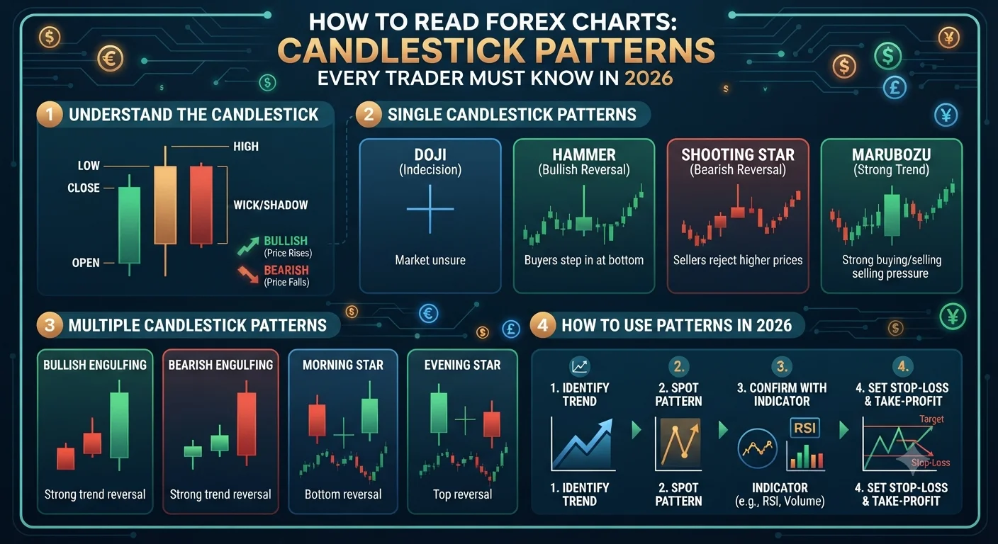 How to Read Forex Charts: Candlestick Patterns Every Trader Must Know in 2026