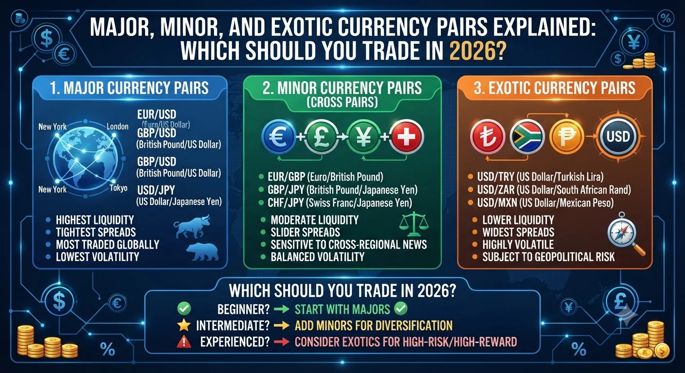 Major, Minor, and Exotic Currency Pairs Explained: Which Should You Trade in 2026?