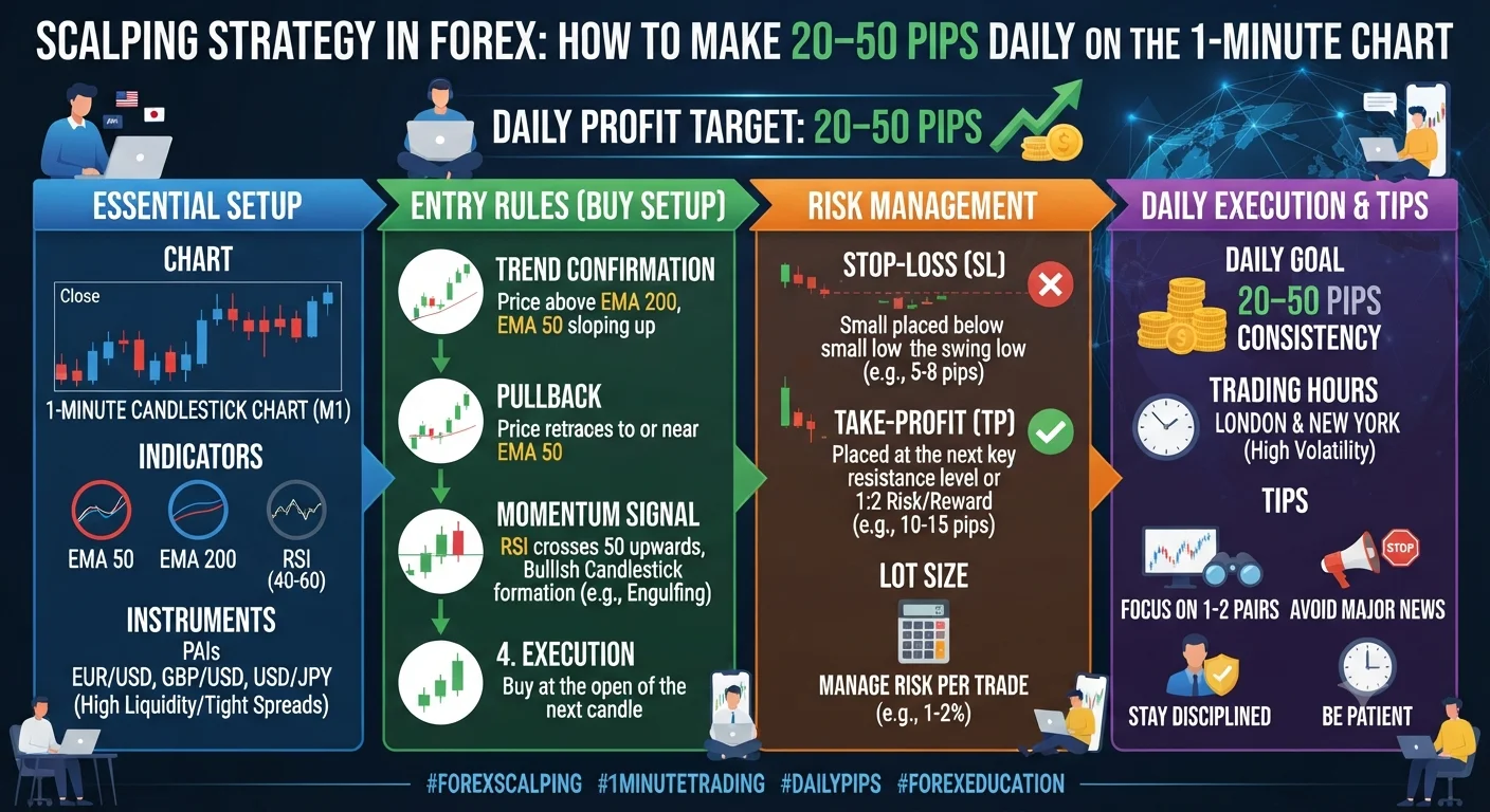 Scalping Strategy in Forex: How to Make 20–50 Pips Daily on the 1-Minute Chart