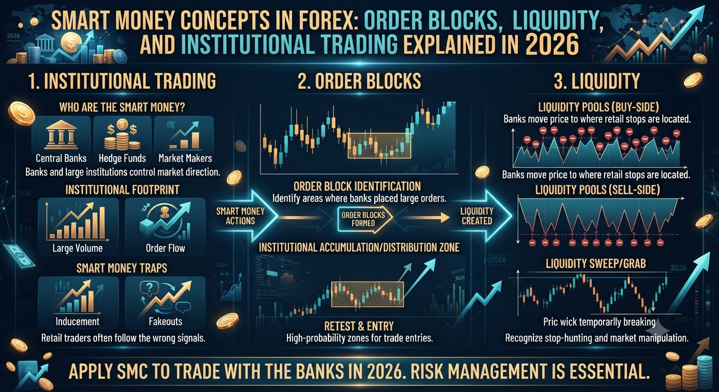 Smart Money Concepts in Forex: Order Blocks, Liquidity, and Institutional Trading Explained in 2026