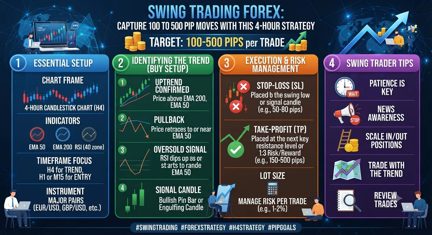 Swing Trading Forex: Capture 100 to 500 Pip Moves with This 4-Hour Strategy